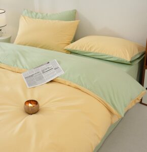 All-Cotton Two-Tone Color-Block Bedding Set
